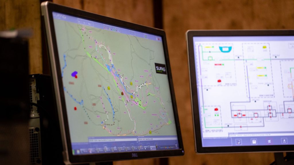 Ecrans de contrôle du logiciel SUFAG pour la production de neige de culture et d'électricité